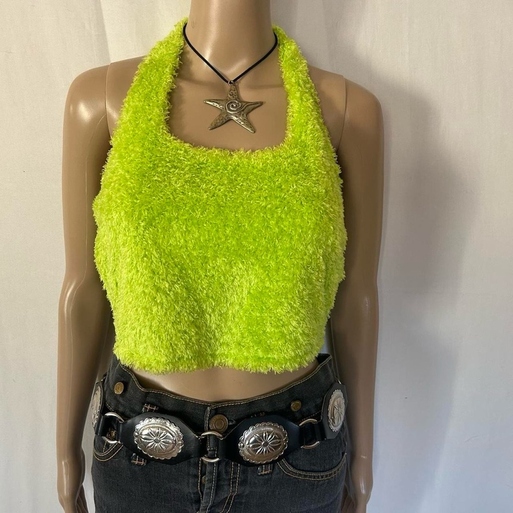 Being green fuzzy halter top